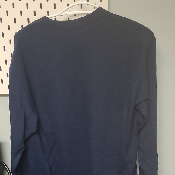 Gildan Navy Blue Shirt with Neon Yellow Print - Picture 2 of 3